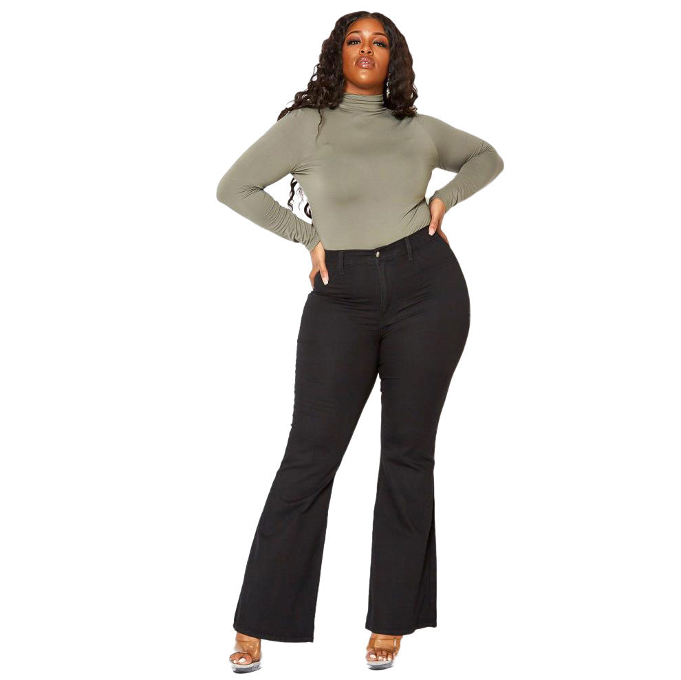 Women's Fashion Slim Fit Wide Leg Plus Size Flare Jeans