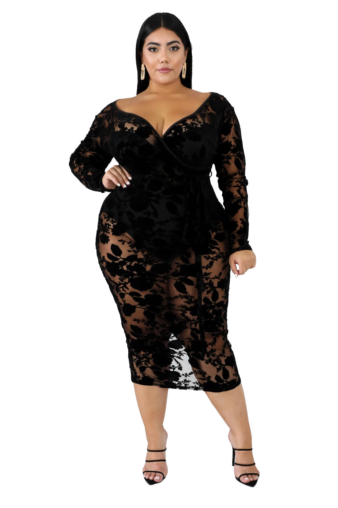 Flocking Plus Size Lady Dress