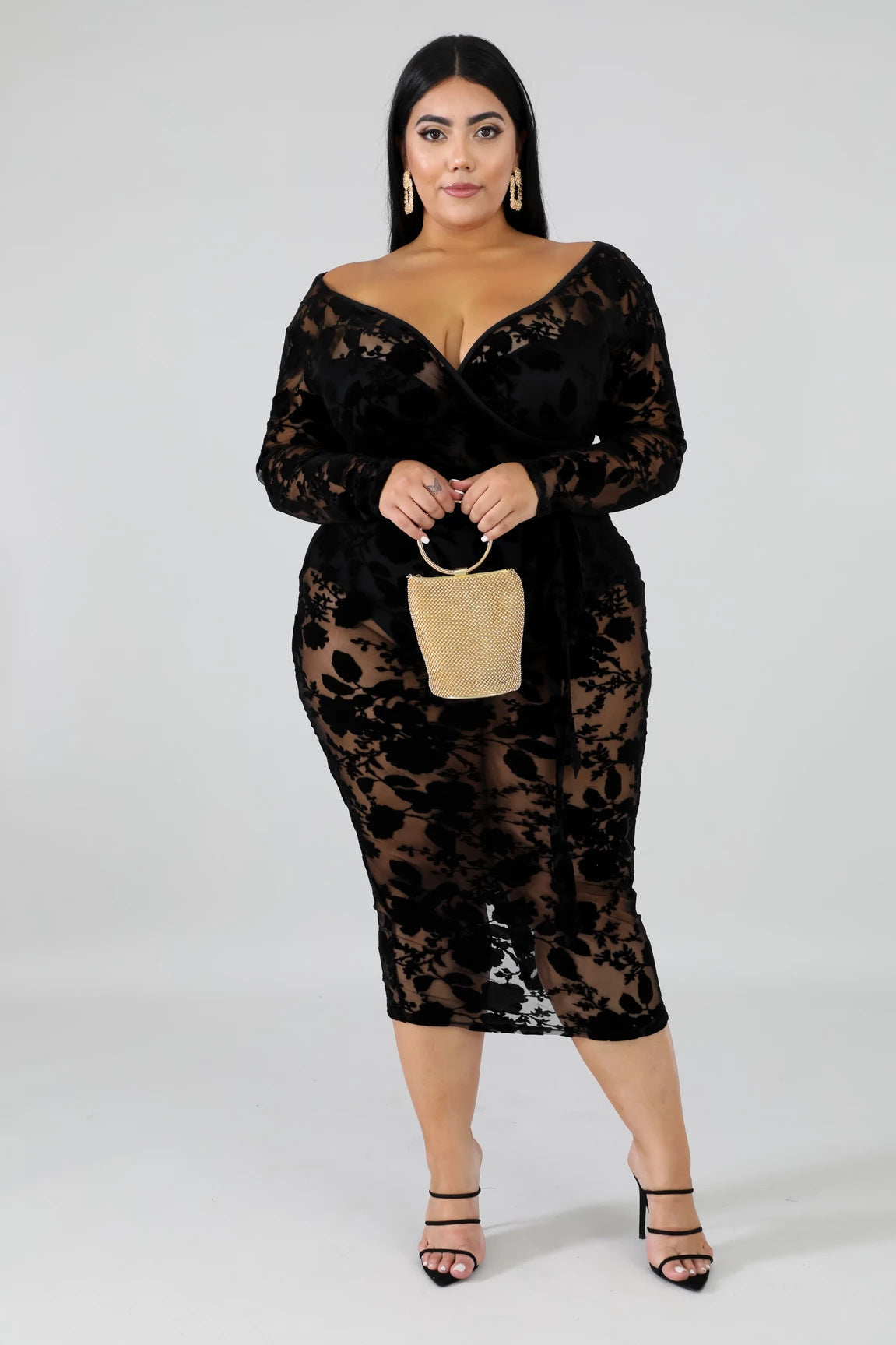 Flocking Plus Size Lady Dress