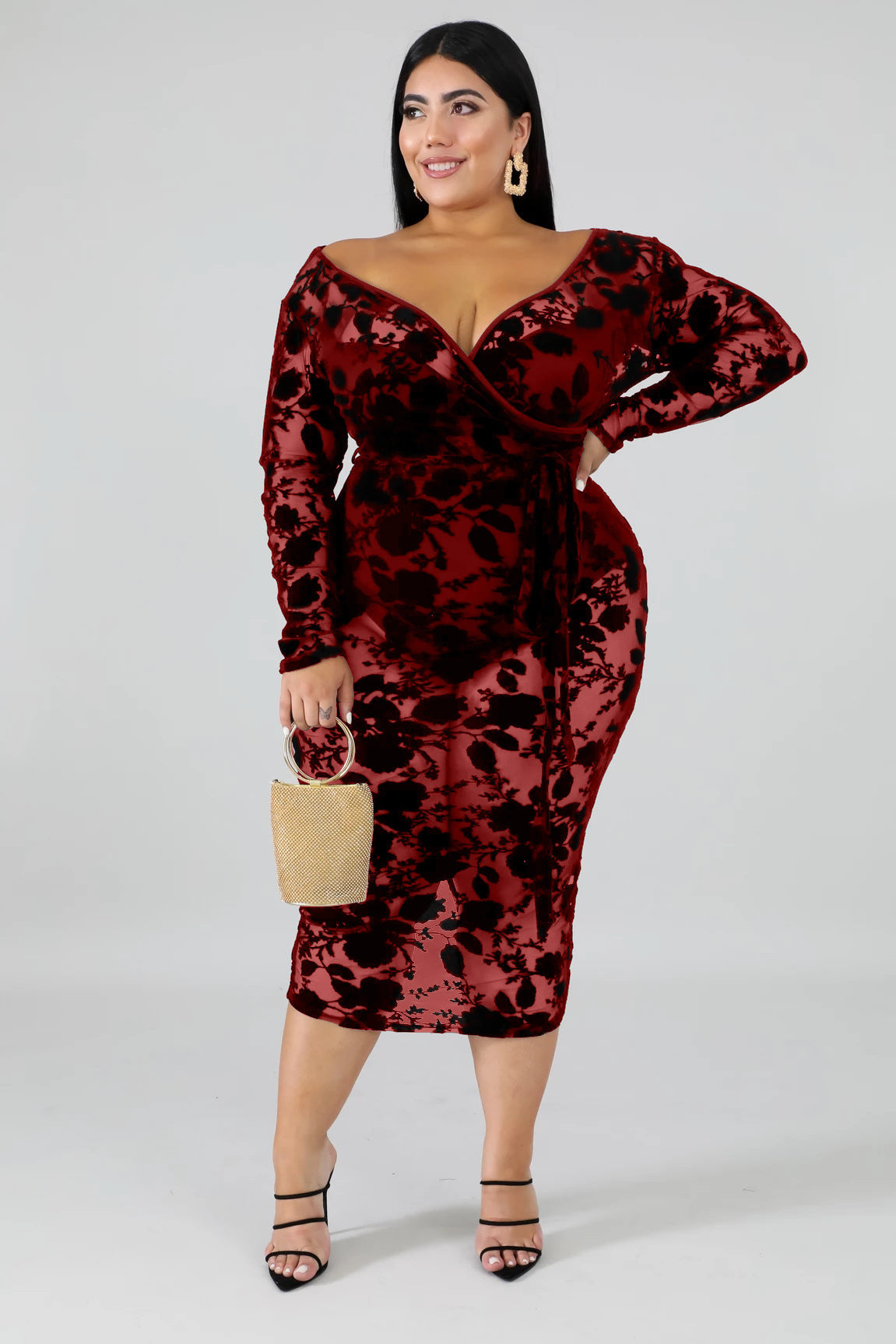 Flocking Plus Size Lady Dress