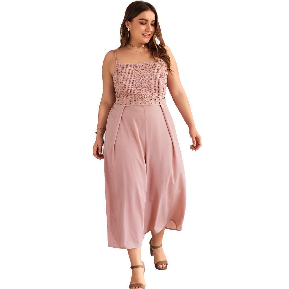 .Plus Size Jumpsuit Women Summer Loose Pants Fat Lady Overal