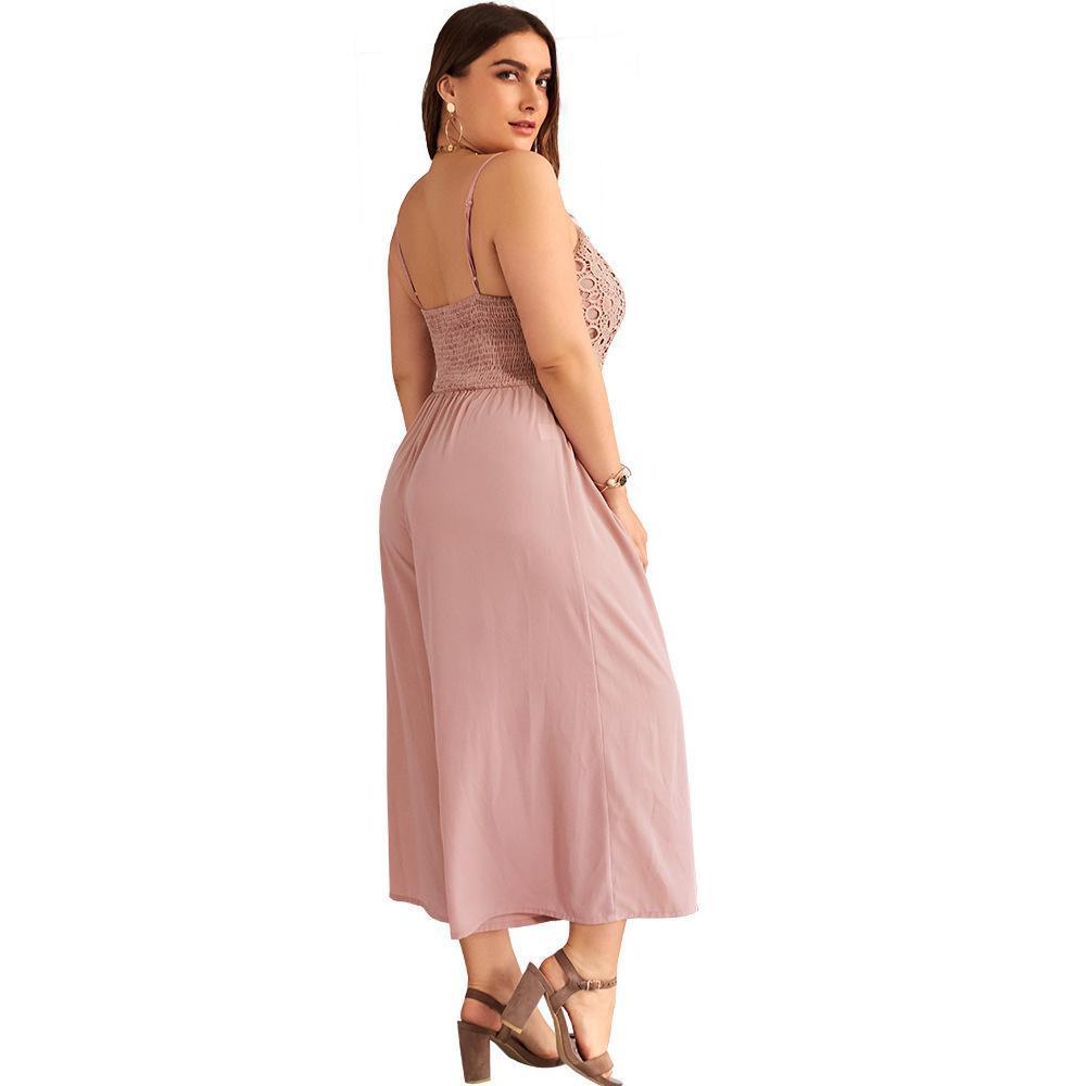 .Plus Size Jumpsuit Women Summer Loose Pants Fat Lady Overal