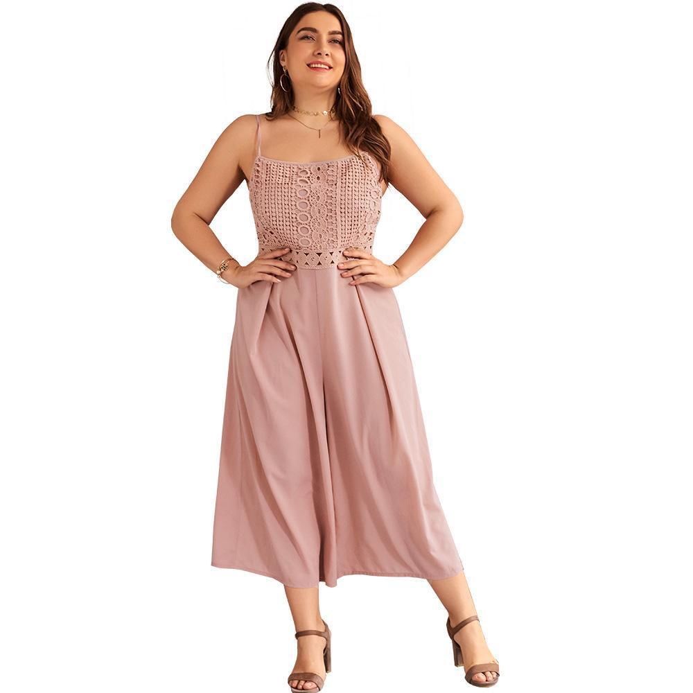 .Plus Size Jumpsuit Women Summer Loose Pants Fat Lady Overal