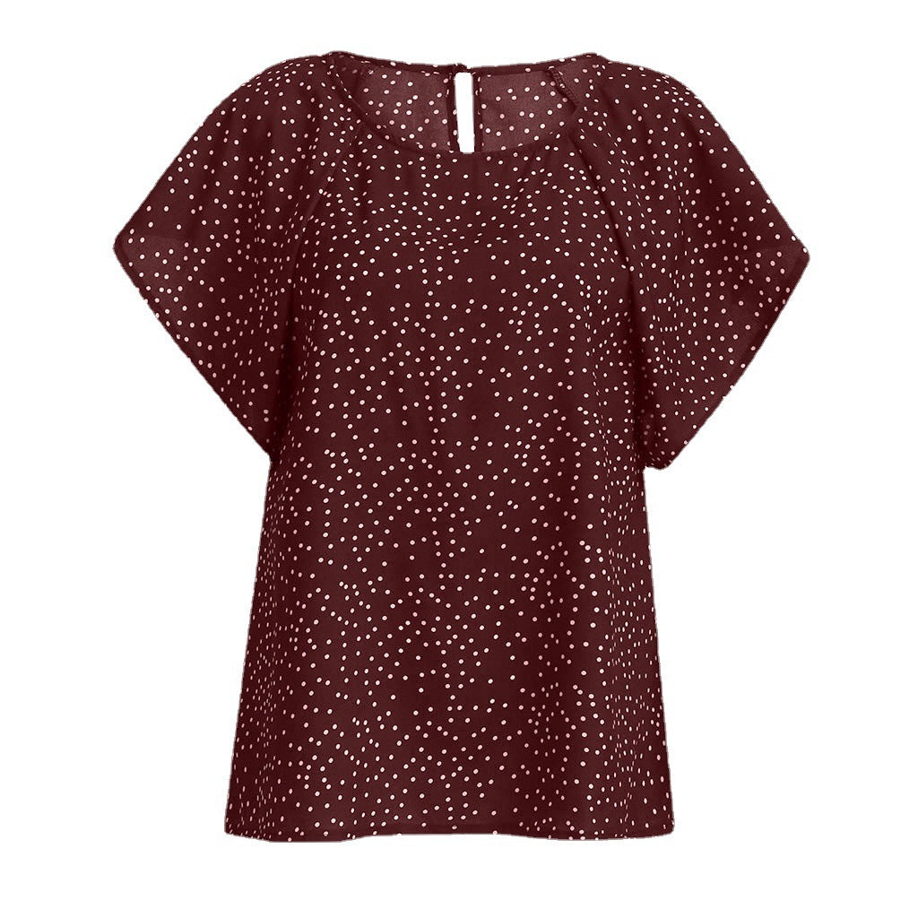 Summer New Plus Size Women's Polka Dot T-Shirt