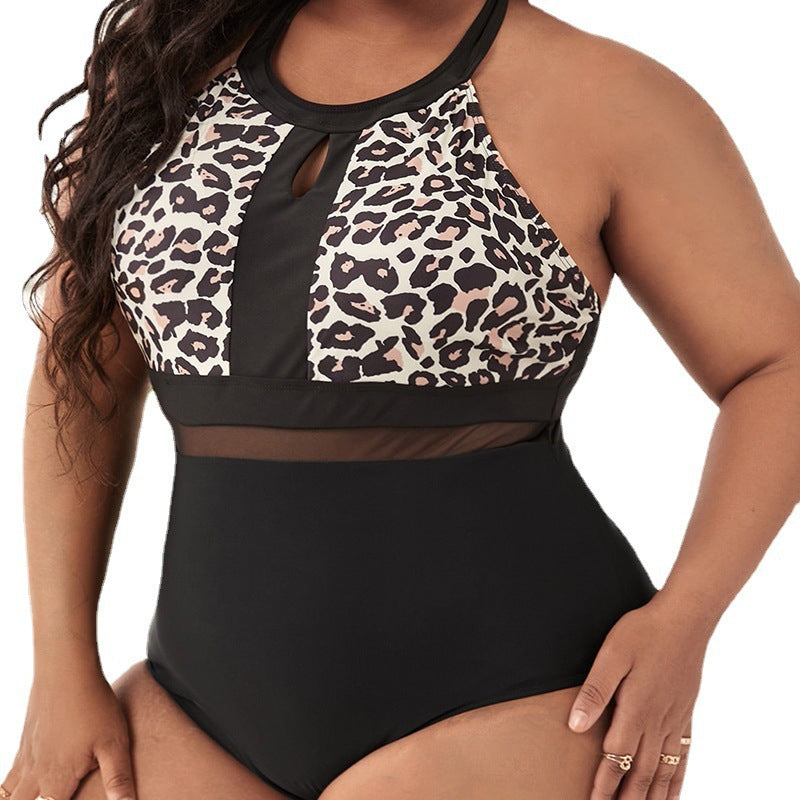 Plus Size Leopard Print Bikini Swimsuit For Women