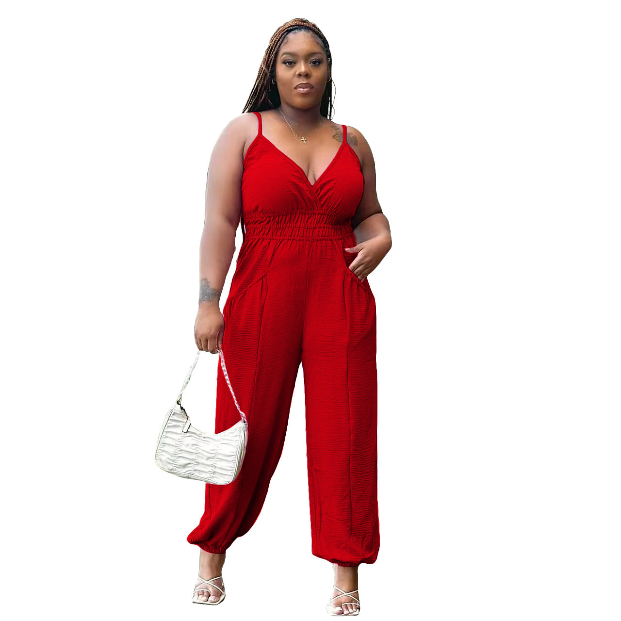 Women's Slip Plus Size Fat Woman Cotton And Linen Jumpsuit