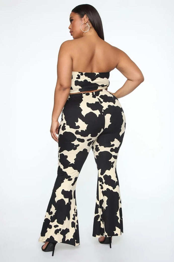 Spring Fat Ladies Plus Size Two-piece Suit Top Pants Set