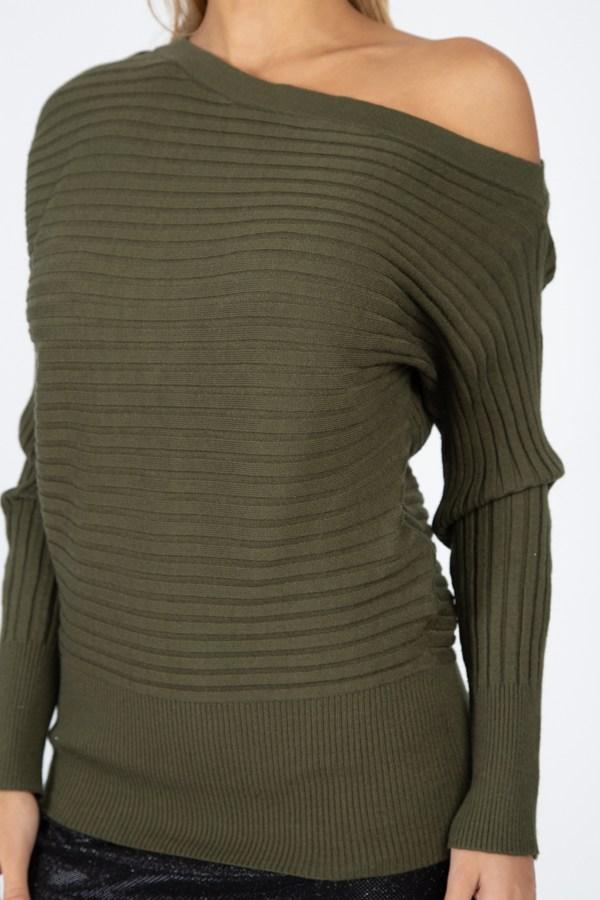 One Shoulder Ribbed Sweater