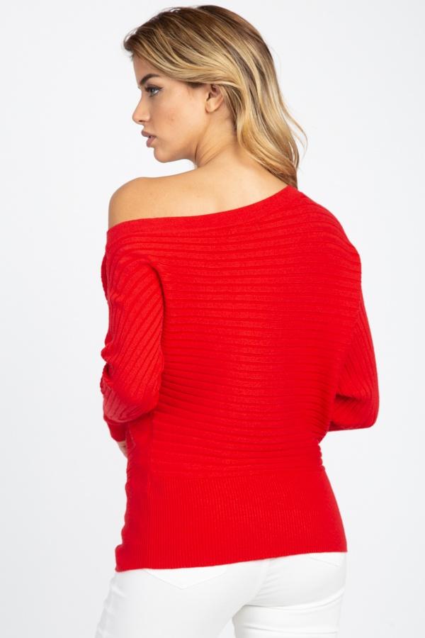 One Shoulder Ribbed Sweater