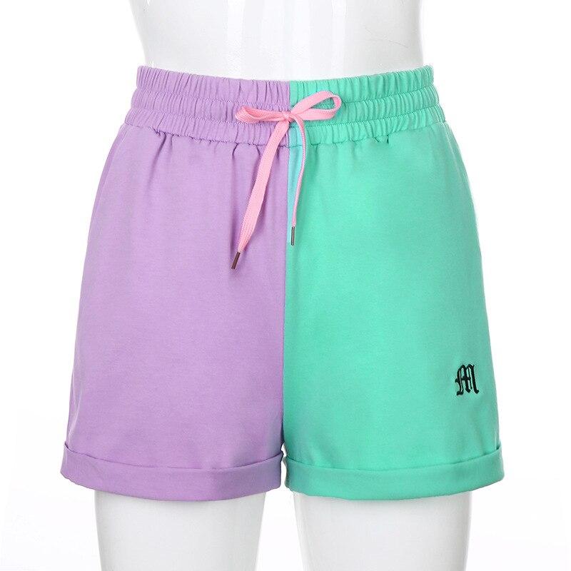 Patchwork Summer Short Sleeve Crop Top And Mini Shorts Women Set