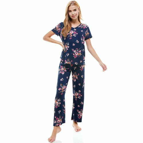 LOUNGEWEAR SET FOR WOMEN'S FLORAL PRINT PAJAMA SET